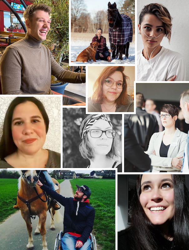 Das Bild zeigt mehrere Mitglieder der Kämpferherzen Community in einer Colllage